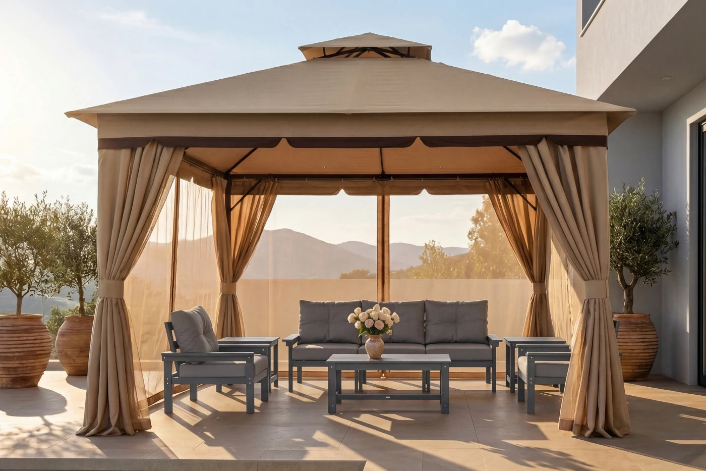 Double Roof Soft Top Gazebo
