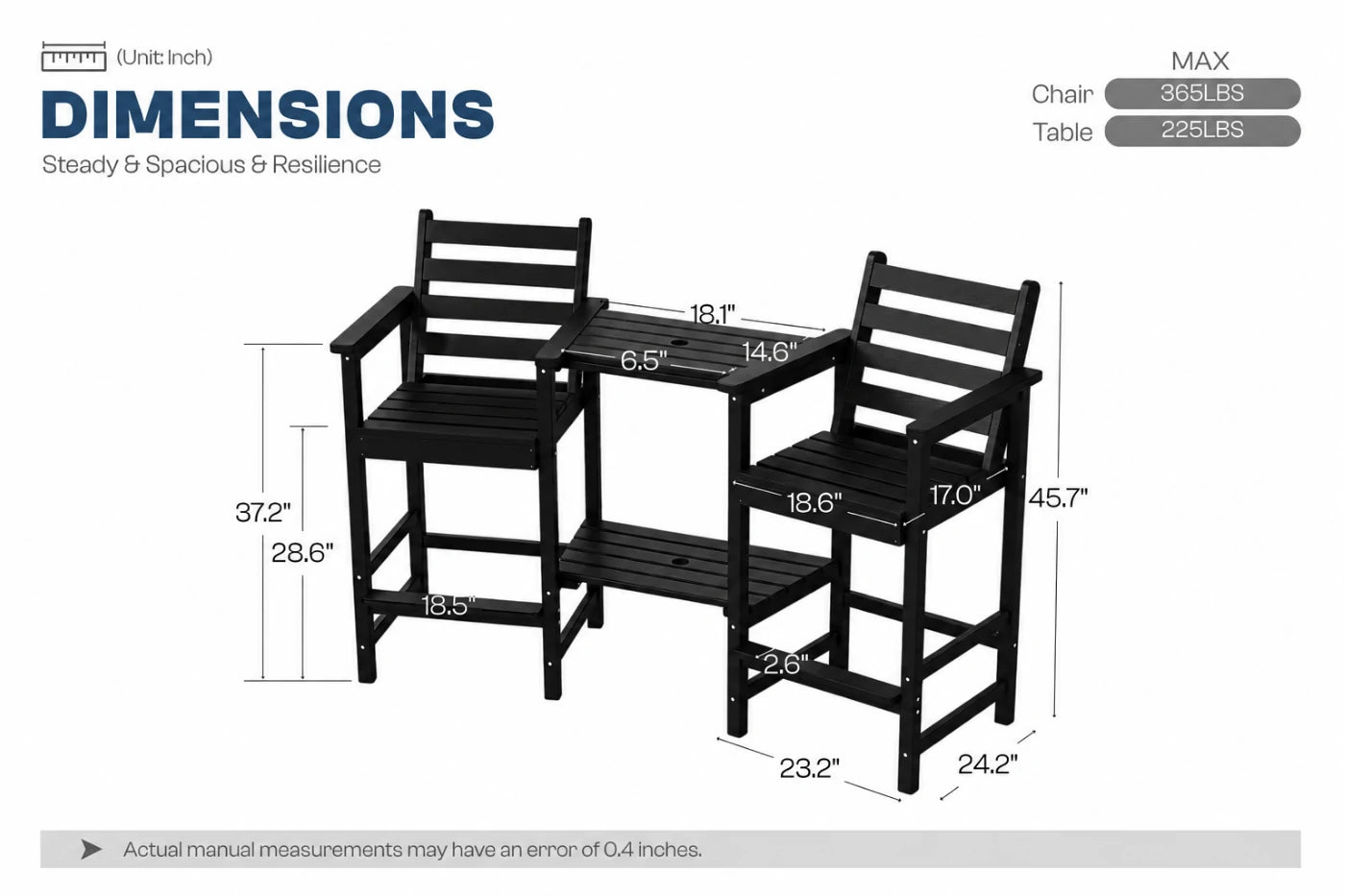 Tall Adirondack Chair Set