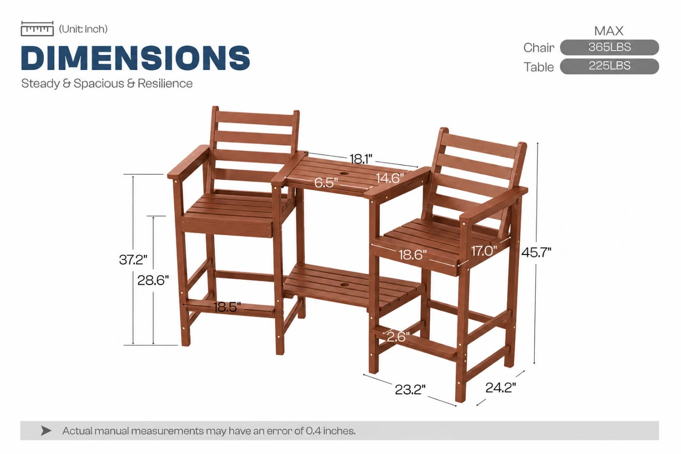 Tall Adirondack Chair Set
