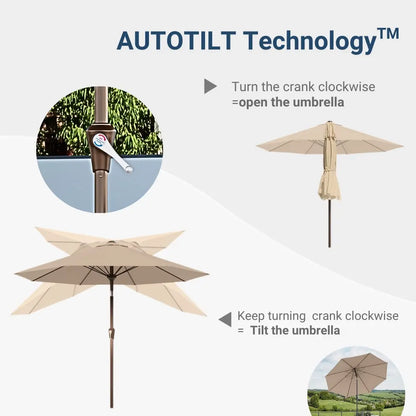 9FT Autotilt Patio Umbrella