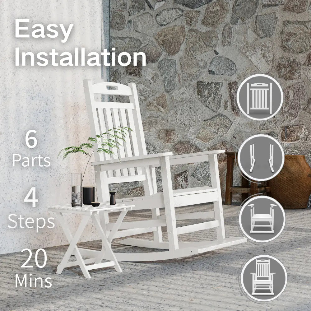 Patio Kingdom HDPE Rocking Chair with Footboard