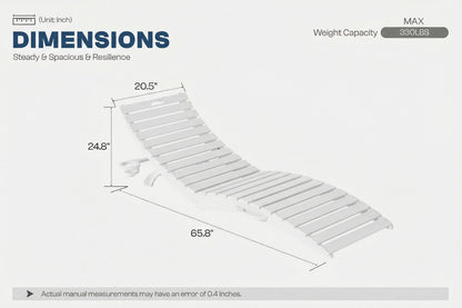White lounge chair with dimensions labeled on a white background