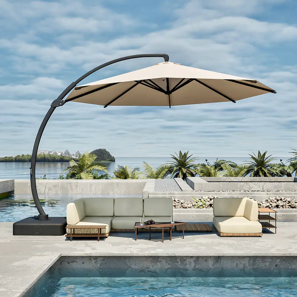 Patio Kingdom cantilever umbrella#color_beige