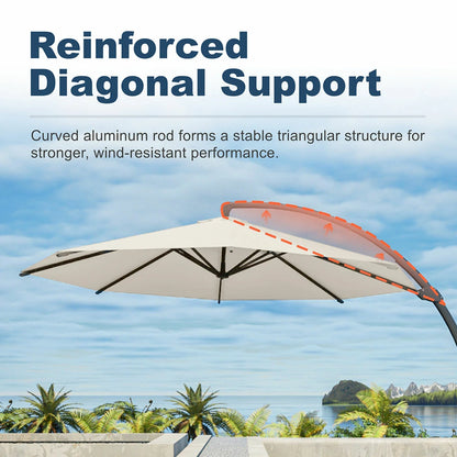 Patio Kingdom cantilever umbrella#color_creamy-white