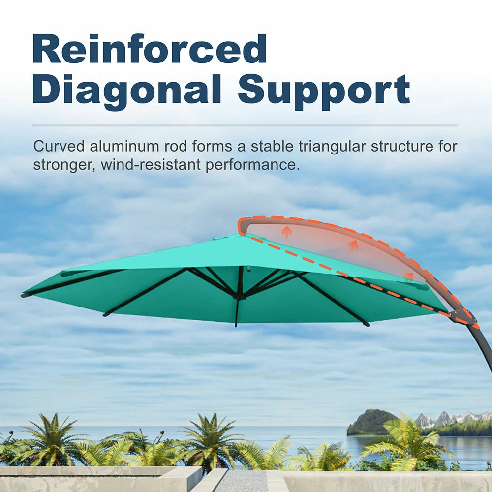 Patio Kingdom cantilever umbrella#color_turquoise-blue