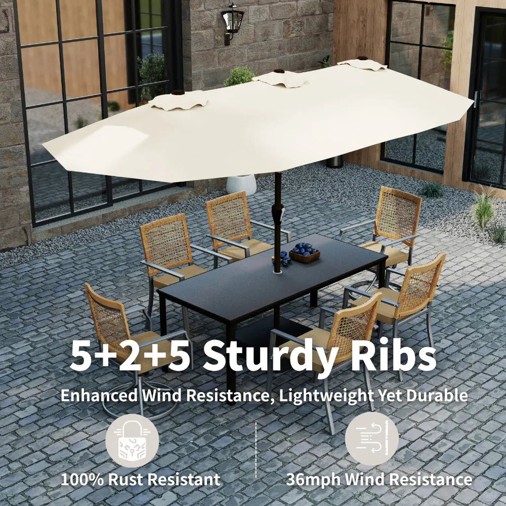 patio kingdom double sided iron patio umbrella 