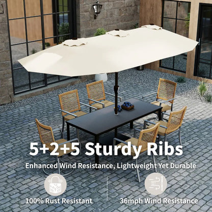 patio kingdom double sided iron patio umbrella 