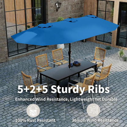 patio kingdom double sided iron patio umbrella 