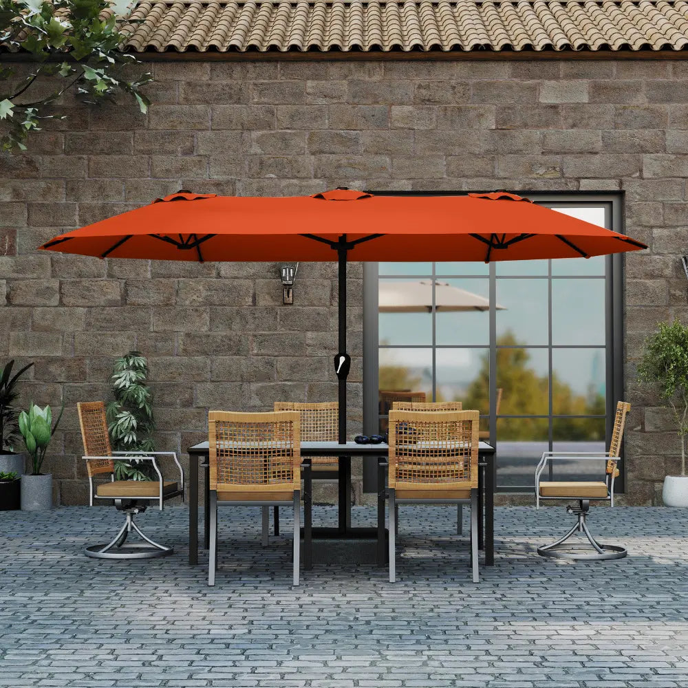 patio kingdom double sided iron patio umbrella 