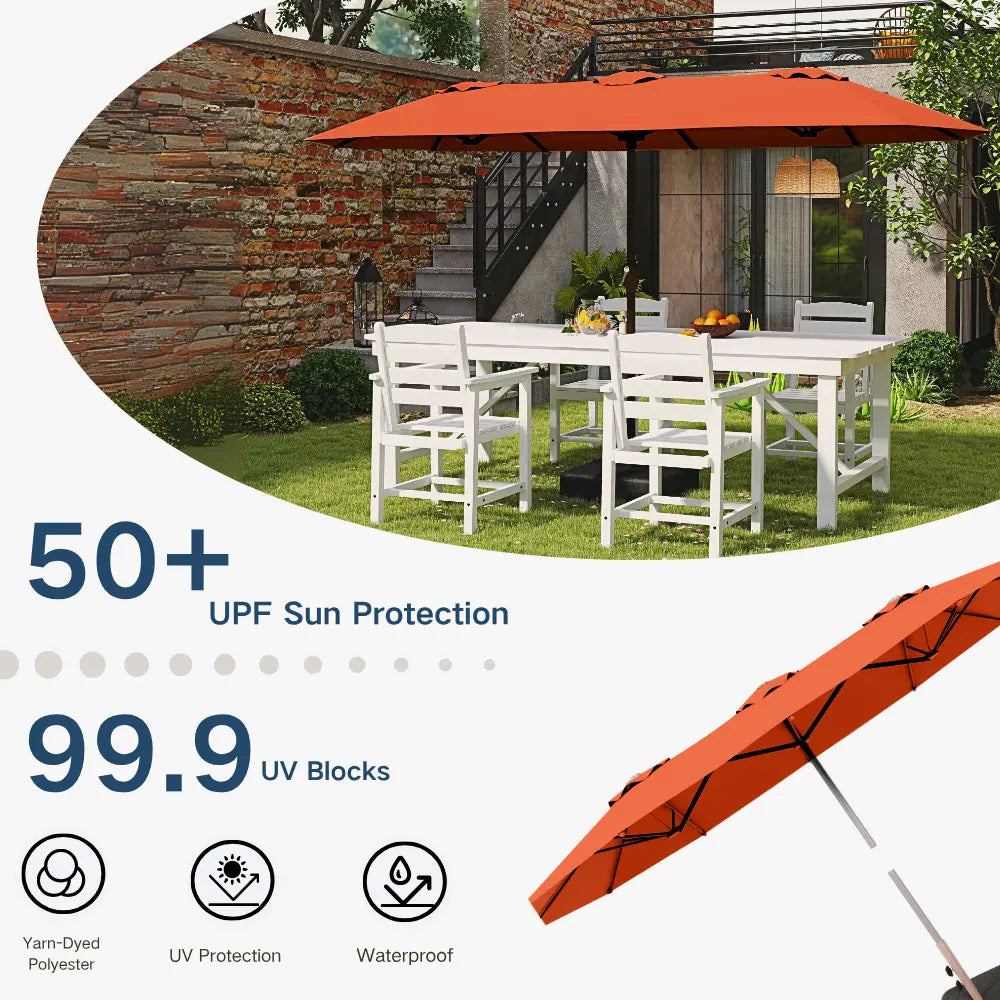 patio kingdom double sided iron patio umbrella 