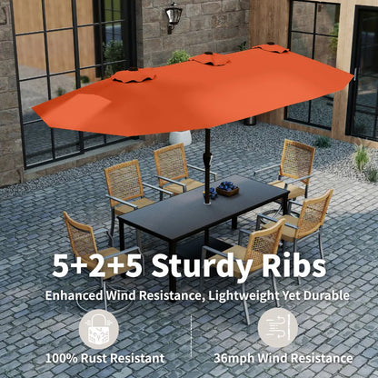 patio kingdom double sided iron patio umbrella 