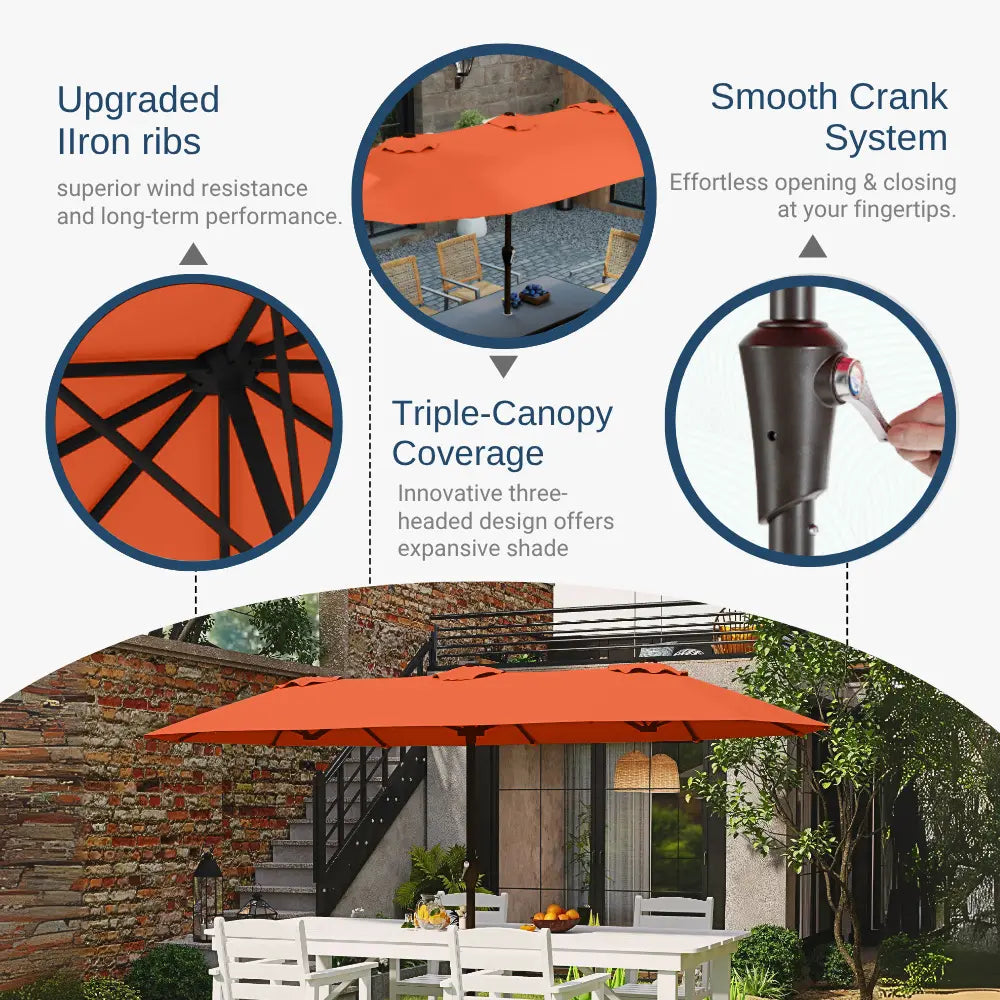 patio kingdom double sided iron patio umbrella 