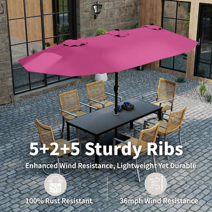 patio kingdom double sided iron patio umbrella 