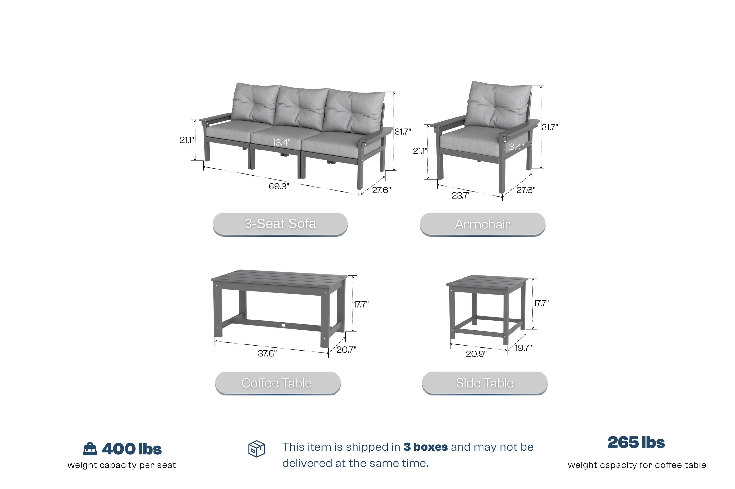 HDPE Sectional Patio Couch Set
