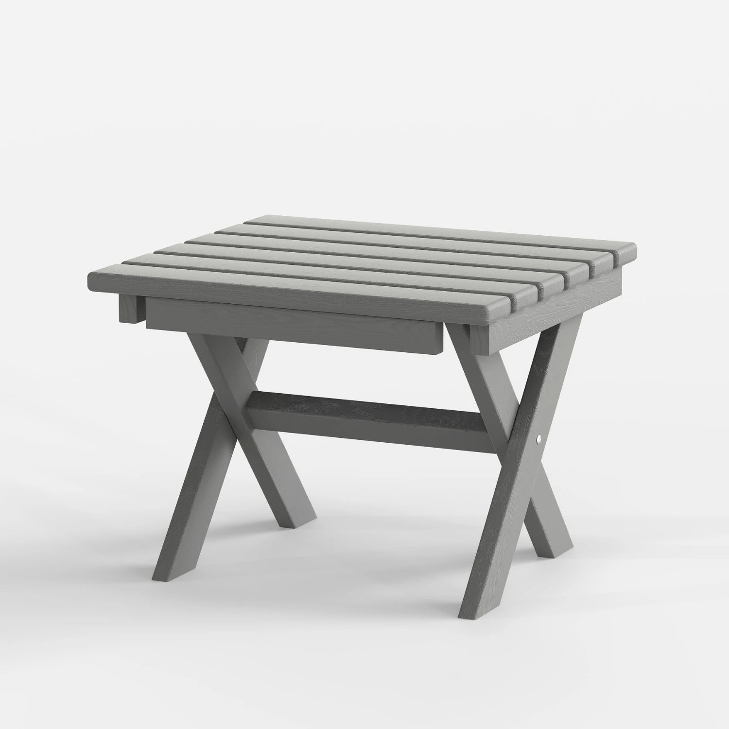 Gray folding table on a white background
