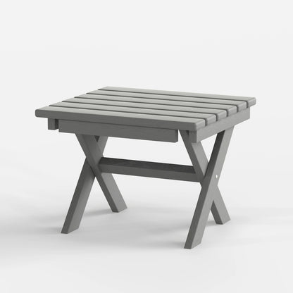 Gray folding table on a white background