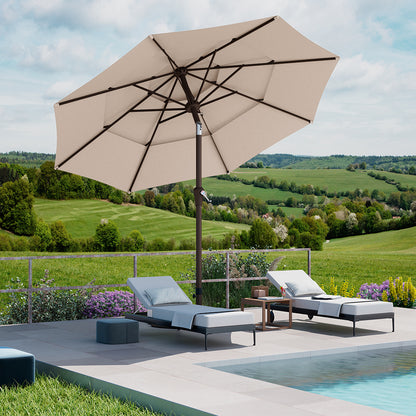 PatioKingdom 9FT Outdoor Umbrella, Autotilt Patio Umbrella