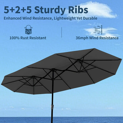 patio kingdom double sided iron patio umbrella 