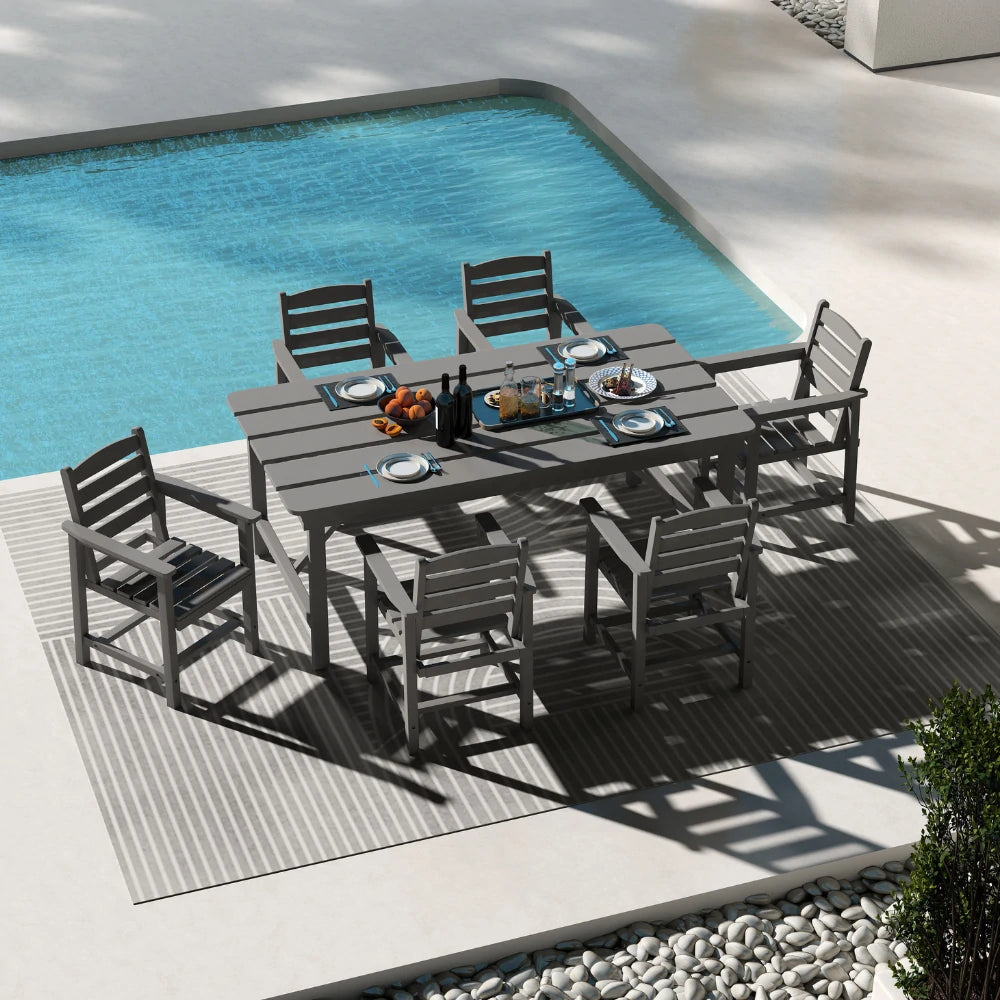 Patio Kingdom HDPE Dining table set#color_dark-gray