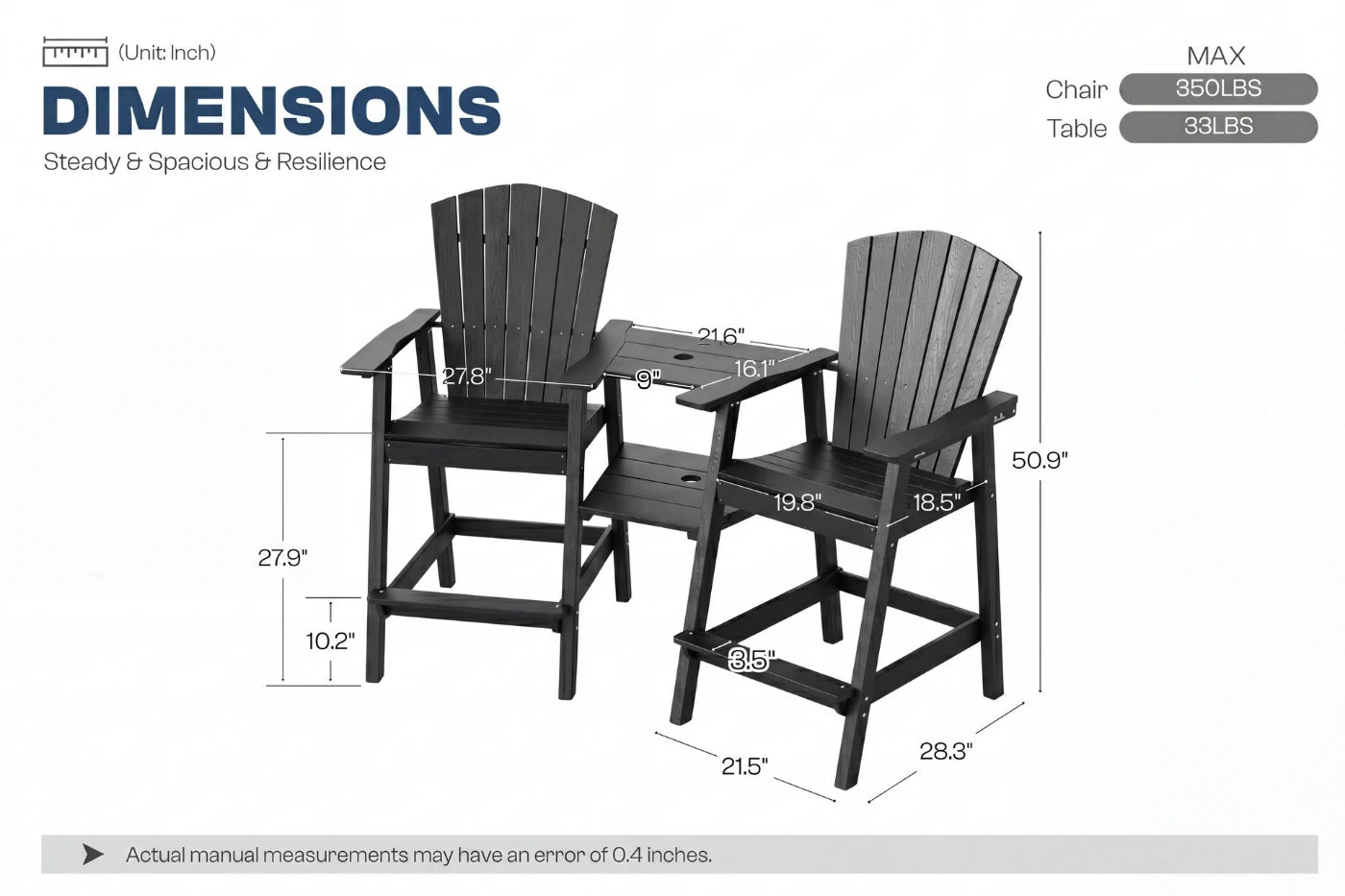 Tall Adirondack Chair Set
